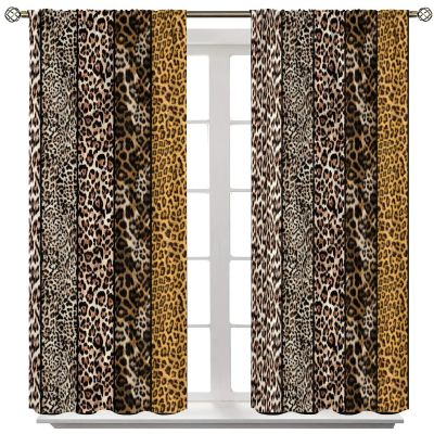 Wild Animal Curtains, Leopard Print Animal Fur Print Through The Rod Pocket Window Curtains Family Room Living Room Kitchen Blackout Decoration 42x45 Inch