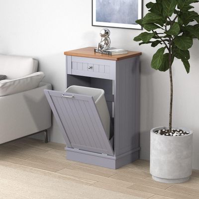 Betterhood Tilt Out Trash Cabinet 10 Gallon Wooden Free Standing Laundry Sorter Cabine,Recycling Cabine with Hideaway Drawer,Tilt Out Trash Cabinet Can Bin Kitchen