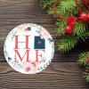 Christmas Ornament Utah Wreath Home State Customized Round Ceramic Ornament US State Christmas Wreath 2022 Utah Ornament for Christmas Tree view 2