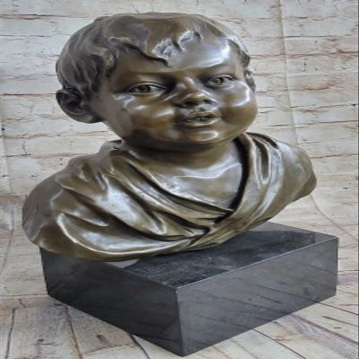 EUROPEAN BRONZE Art Nouveau Young Boy Bronze Bust Statue Portrait Sculpture Home Decor Figure Gift Decor Sale Home Art