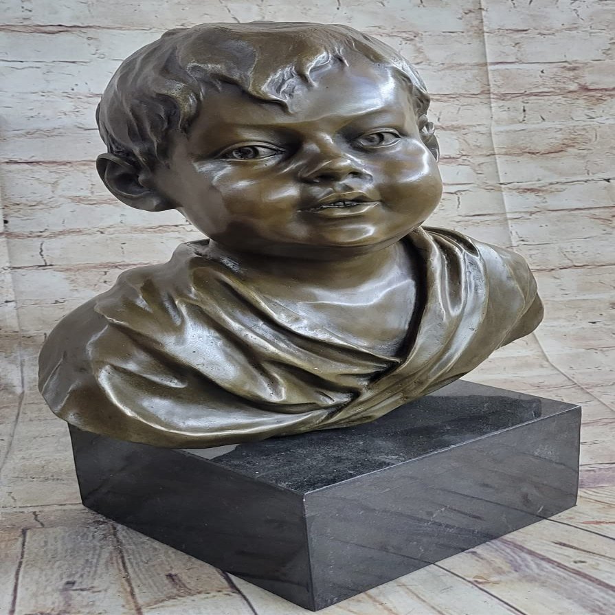 EUROPEAN BRONZE Art Nouveau Young Boy Bronze Bust Statue Portrait Sculpture Home Decor Figure Gift Decor Sale Home Art