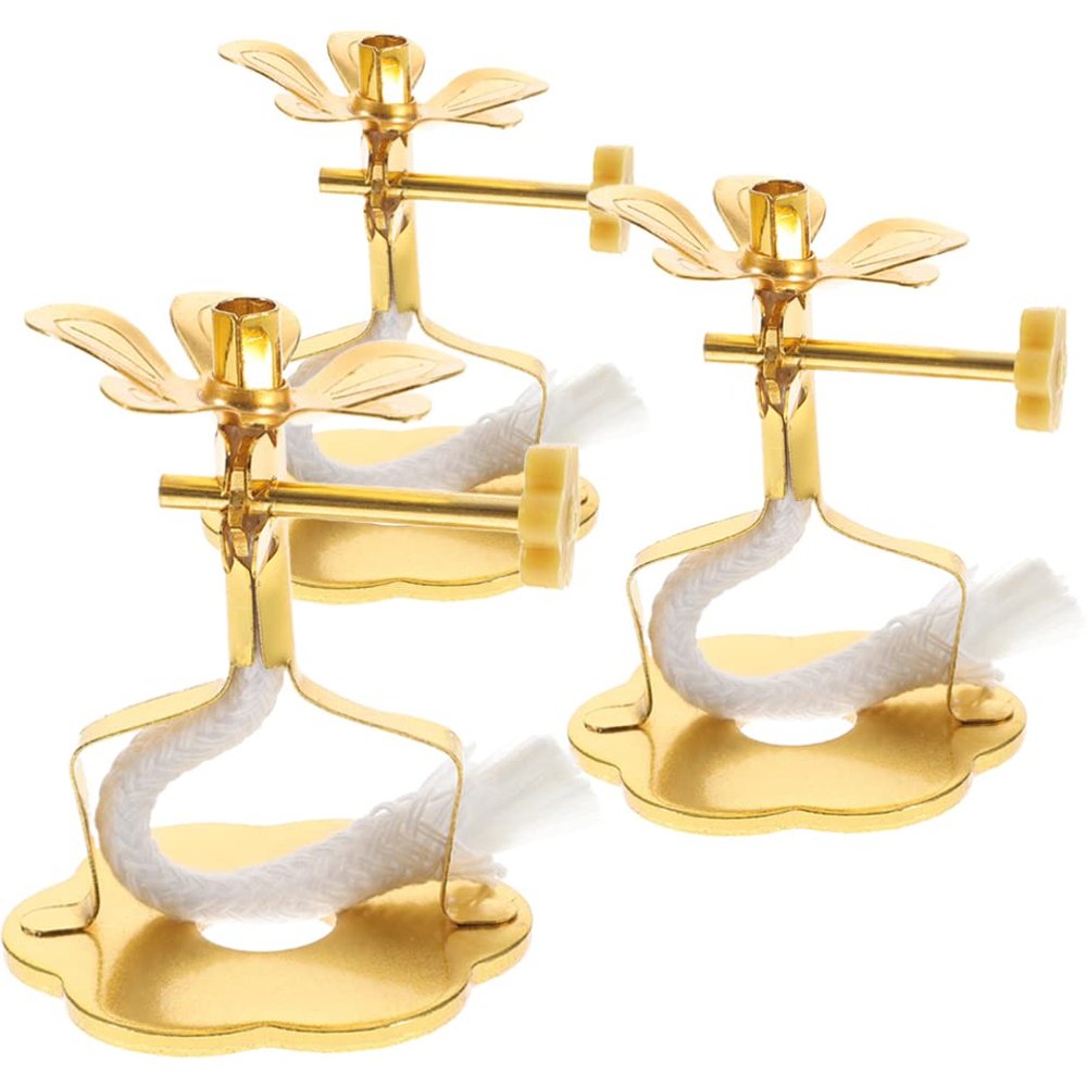 3pcs Oil Light Rack Wick Stand Oil Lamp Wick Rack Wick Storage Stand Lamp Core Rack Buddha Lamp Parts Alloy Oil Lamp Wick Holder Wick Storage Rack Dimmable Wick Holder Wick Holders