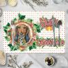 Merry Christmas Dog English Pointer Rectangle Placemats Set of 4, 12" X 18" Canvas Farmhouse Christmas Pet Holly Wreath Table Mats Decorative Placemats for Dining Table,Decorative Mats,Housewarming view 3