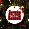 Christmas Ceramic Ornament Oregon First Christmas in Porcelain Double Sided Oregon US State Buffalo Check Plaid Cut Out 2022 Ornament Double Sided Porcelain Country Souvenir Gift view 1
