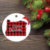 Christmas Ceramic Ornament Oregon First Christmas in Porcelain Double Sided Oregon US State Buffalo Check Plaid Cut Out 2022 Ornament Double Sided Porcelain Country Souvenir Gift view 2