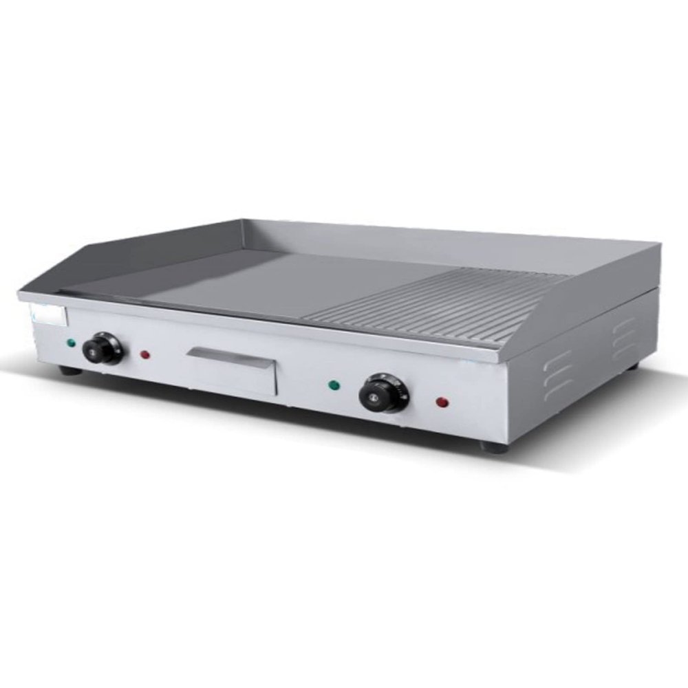 4400W Commercial Electric Countertop Griddle Grill 73x40 cm Stainless Steel Flat Griddle Hotplate BBQ Kitchen Grill Adjustable Temp Control Restaurant Grill Oil Drawer for Kitchen Business,822