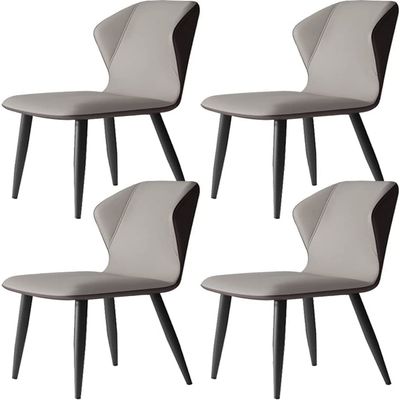 Dining Chair Set Kitchen Dining Room Furniture Chairs PU Leather Dining Chair Set Of 4 with Backrest Soft Cushion And Carbon Steel Chair Feet for Living Room Bedroom Kitchen (Color : Light gray,Size