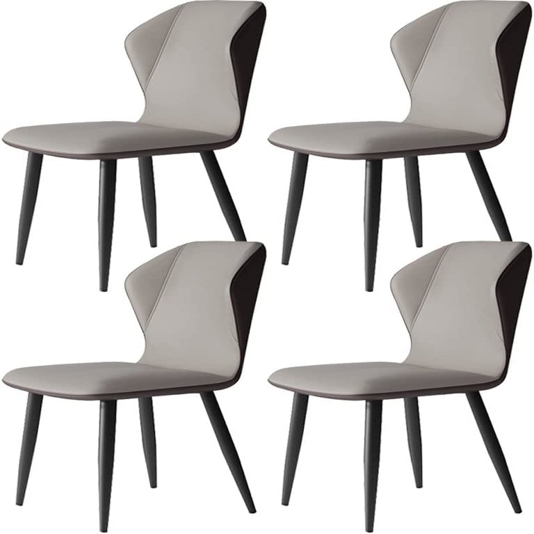 Dining Chair Set Kitchen Dining Room Furniture Chairs PU Leather Dining Chair Set Of 4 with Backrest Soft Cushion And Carbon Steel Chair Feet for Living Room Bedroom Kitchen (Color : Light gray,Size