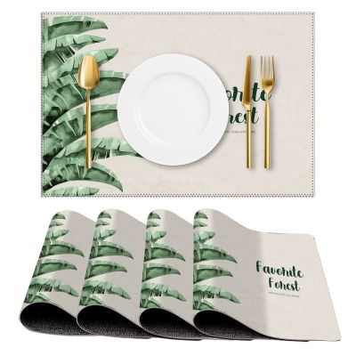 Tropical Plants Love The Plant And Love Life Rectangle Placemats Set Of 4, 12" X 18" Canvas Farmhouse Plant Lover Mom Gift Table Mats Decorative Placemats For Dining Table,Decorative Mats,Housewarming