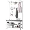 EQHAIR Coat Rack Stand, 3-in-1 Design Coat Stand with Bench Hooks and Shoe Stand, Garment Shoe Hat Organizer Storage for Hallway Entryway, Sturdy and Easy Assembly (A 80cm) view 1
