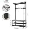 EQHAIR Coat Rack Stand, 3-in-1 Design Coat Stand with Bench Hooks and Shoe Stand, Garment Shoe Hat Organizer Storage for Hallway Entryway, Sturdy and Easy Assembly (A 80cm) view 3