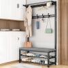EQHAIR Coat Rack Stand, 3-in-1 Design Coat Stand with Bench Hooks and Shoe Stand, Garment Shoe Hat Organizer Storage for Hallway Entryway, Sturdy and Easy Assembly (A 80cm) view 4