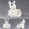 AETVRNI Table Trash Can - Ceramic French Bulldog - Table Decoration Sculpture Deco-Easy to Clean,White view 1