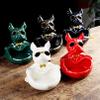 AETVRNI Table Trash Can - Ceramic French Bulldog - Table Decoration Sculpture Deco-Easy to Clean,White view 2