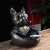 AETVRNI Table Trash Can - Ceramic French Bulldog - Table Decoration Sculpture Deco-Easy to Clean,Black view 1