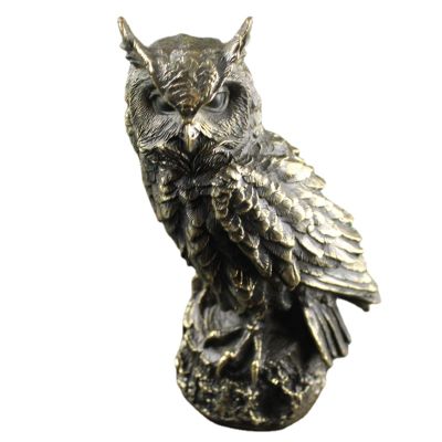 Antique Copper Standing Owl Tabletop Statue Ornaments,Vintage Brass Animal Bird Figurines Desktop Decorations Accessories Home Decor Crafts