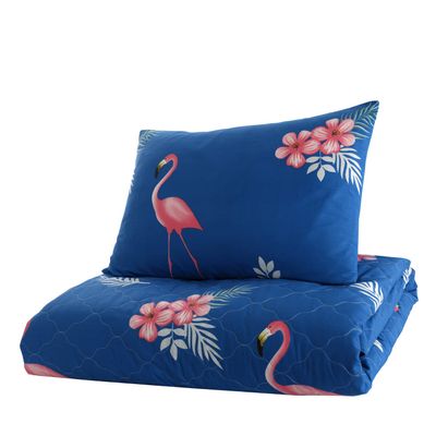 Animals Bedding Set, Twin Size Bedspread Set, Flamingo Themed Coverlet, Kids Boys Girls Bedding, (Twin)
