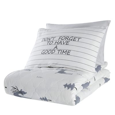 Animals Bedding Set, Full/Queen Size Bedspread Set, Deer Themed Coverlet, Kids Boys Girls Bedding, (Full/Queen)