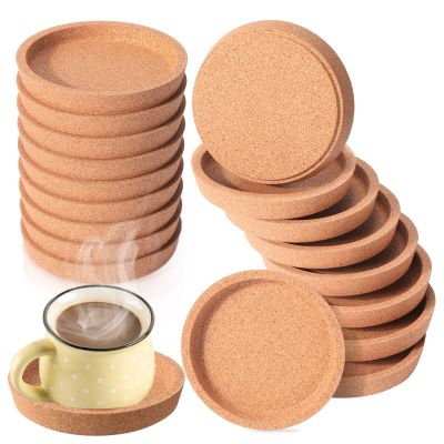 18 Pcs Cork Coasters Bulk 4 Inch Round Lip Cup Holder Leak Proof Cork Coasters for Drinks Reusable Absorbent Cup Coaster for Mugs Coffee Glass Table Desk Party Supplies, Brown