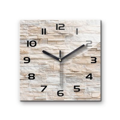 Tulup Glass Clock 11.8x11.8 inch/30x30 cm Tempered Glass Clock Wall Clock Image Real Glass Kitchen Salon - Brick Wall