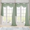 Chyhomenyc Sage Green Sheer Scarf Valances for Windows 216 Inch Extra Long, Window Scarf Drapes Rod Pocket Backdrop for Wedding Arch Draping/Party/Canopy Bed/Living Room, 2PC, 18 Feet Length view 1