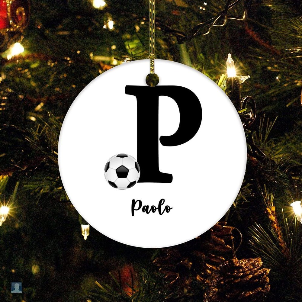 Christmas Ornament Soccer Ball Your Name & Initial P Xmas Gift Christmas Decoration Keepsake Ornament Personalized for Girl Boy 2022 Personalized Christmas Ornaments