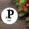Christmas Ornament Soccer Ball Your Name & Initial P Xmas Gift Christmas Decoration Keepsake Ornament Personalized for Girl Boy 2022 Personalized Christmas Ornaments view 2