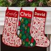 Brd Gifts Set of 5 - Personalized Christmas Stockings w/Name - 19 in, 15 Christmas Themes, 10 Fonts - Velvet Trimmed, Snowflake, Plaid, Fireplace Holiday Stocking Decorations, Gift for Family view 1