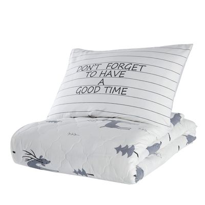 Animals Bedding Set, Twin Size Bedspread Set, Deer Themed Coverlet, Kids Boys Girls Bedding, (Twin)