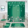 4 Pcs Glitter Diamond Shower Curtain Sets, Deep Green Shiny Drips Bath Decor with Rug and Toilet Lid Cover, Emerald Green Luxury Texture Colorful Bling Modern Bathroom Curtain with 12 Hooks, 72 x 72 view 1