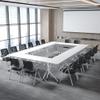 Furniture Folding Training Chair Company Reception Chair Restaurant Rest Dining Chair Meeting Chair for Conference Room Staff Home Leisure Study Chair (Color : Grey, Size : 49 * 57 * 90cm) view 2