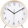 8.7'' Table Clock, Silent Arabic Numeral Clock, Round Wall Clock, Solid Wood Frame Tabletop Clock for Home Office Decoration view 1