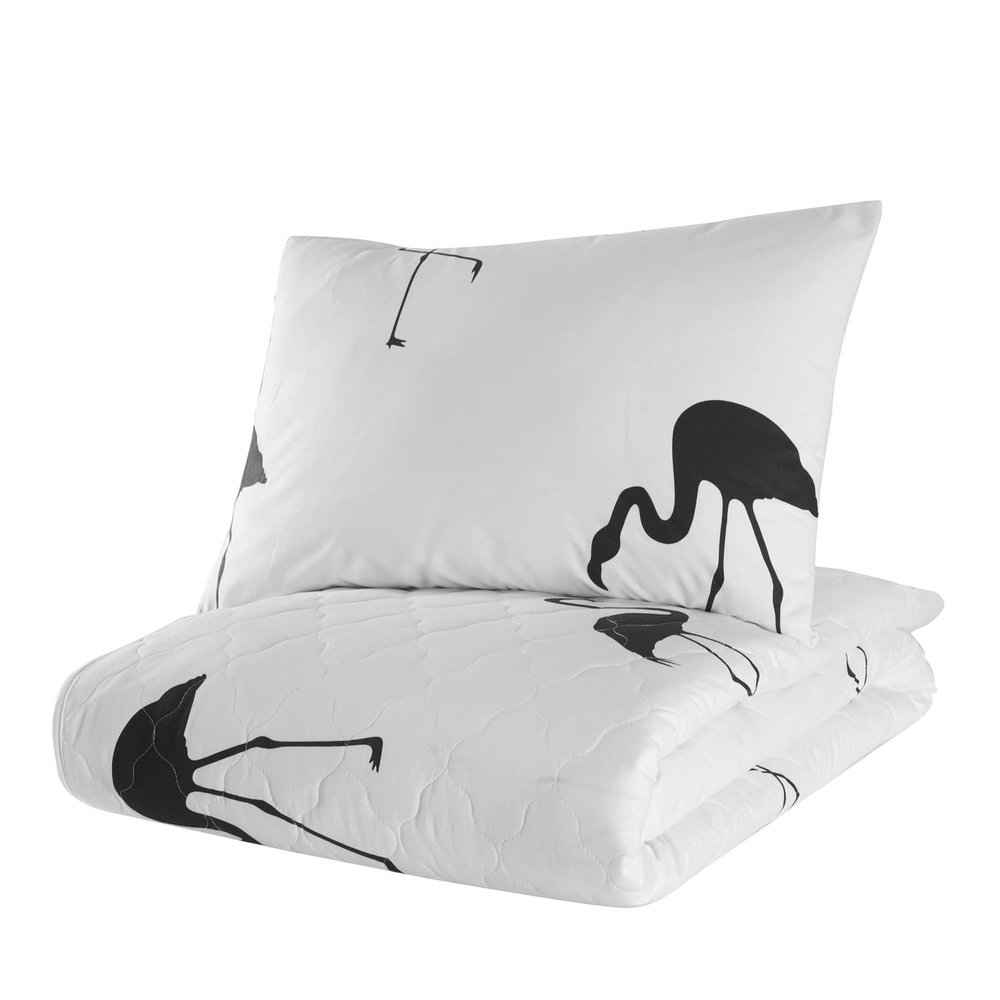 Animals Bedding Set, Twin Size Bedspread Set, Black Flamingo Themed Coverlet, Kids Boys Girls Bedding, (Twin)