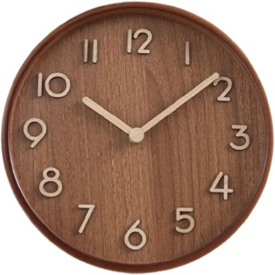 8.7'' Table Clock, Silent Arabic Numeral Clock, Round Wall Clock, Solid Wood Frame Tabletop Clock for Home Office Decoration