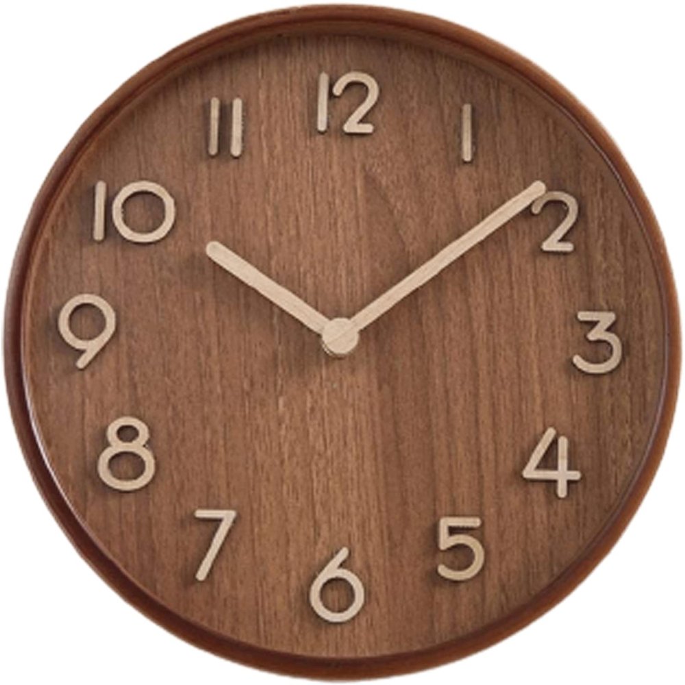 8.7'' Table Clock, Silent Arabic Numeral Clock, Round Wall Clock, Solid Wood Frame Tabletop Clock for Home Office Decoration