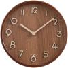 8.7'' Table Clock, Silent Arabic Numeral Clock, Round Wall Clock, Solid Wood Frame Tabletop Clock for Home Office Decoration view 1