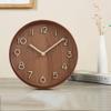8.7'' Table Clock, Silent Arabic Numeral Clock, Round Wall Clock, Solid Wood Frame Tabletop Clock for Home Office Decoration view 3