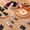 Qunclay 11 Pieces Mini Pocket Knife Set Tiny Knife Damascus for Women Men Axe Shape Mini with Pocket Sharpener and Box for Beer Bottle Opener and Package Box view 4