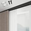 ZAQYCM Black Double Curtain Track Kits for Floor-to-Ceiling Windows/Sliding Glass Door, Aluminum Room Divider Drape Rod for Closet/Backdrop/Bunk Bed with Hooks (Size : 4.5m/14.7ft) view 1