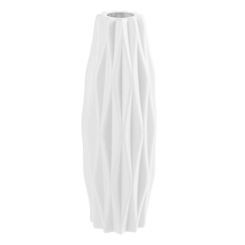 1pc Flower Vase Decorative Modern Plastic Vase Nordic Style Flower Container Desktop Adornment for Home Living Room Decoration (White)