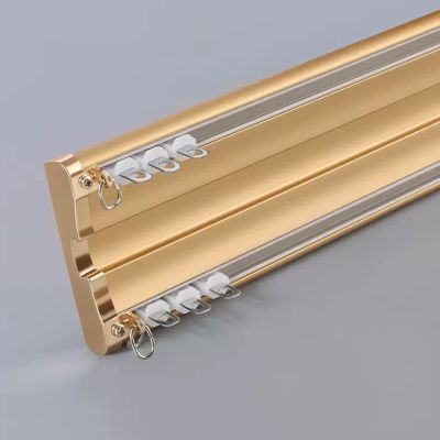 ZAQYCM Double Curtain Track Ceiling Mount with Screw Kit, Heavy Duty Drapery Rail System for Living Room/Bay Window/Indoor Balcony, Gold/Pink/White/Gray/Black (Color : #1, Size : 1.5m/4.9ft)