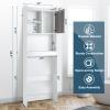 Giantex Over The Toilet Storage Cabinet, 4-Tier Freestanding Space Saver Above Toilet with Open Shelves & Door, Over Toilet Bathroom Organizer for Restroom, Laundry Room, White view 2