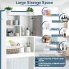 Giantex Over The Toilet Storage Cabinet, 4-Tier Freestanding Space Saver Above Toilet with Open Shelves & Door, Over Toilet Bathroom Organizer for Restroom, Laundry Room, White view 4
