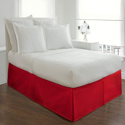 Maher Bedding100% Egyptian Cotton Box Pleated BedSkirt 800 Thread Count Solid Pattern 21'' Inch Drop Long Staple Durable Comfortable (California King: Red)