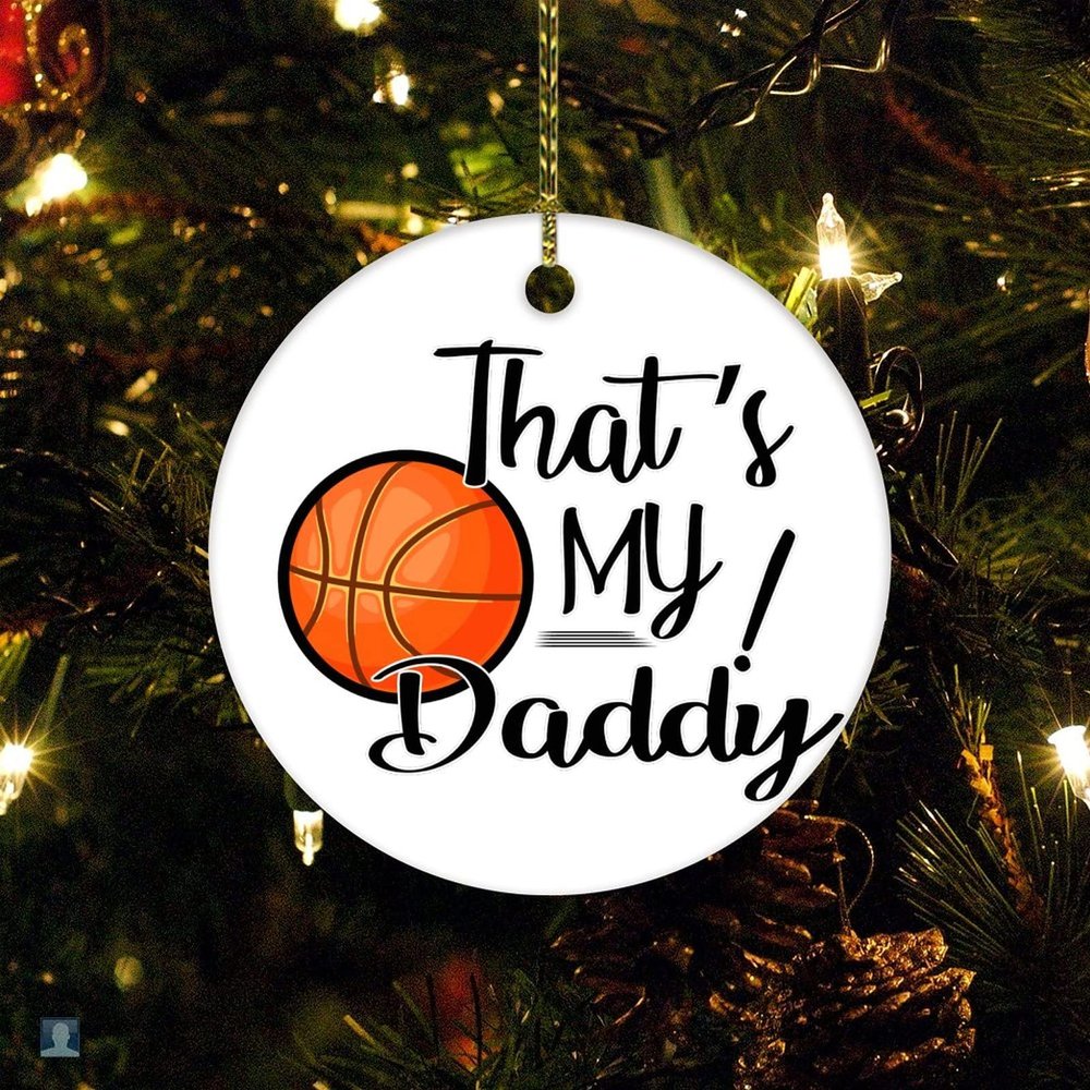 Ornament Gift Dad That's My Daddy Basketball Holiday Present Football Family Little Nephew Biggest for Boys Girls Round Ceramic Christmas Decoration