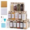 48 Pcs Spice Jars with Label- Glass Spice Jars with Gold Metal Caps,Shaker Lids, Funnel, Chalk Pen, Brush,Cleaning Cloth,Skiileor 4oz Seasoning Containers Bottles for Spice Rack, Cabinet, Drawer view 1