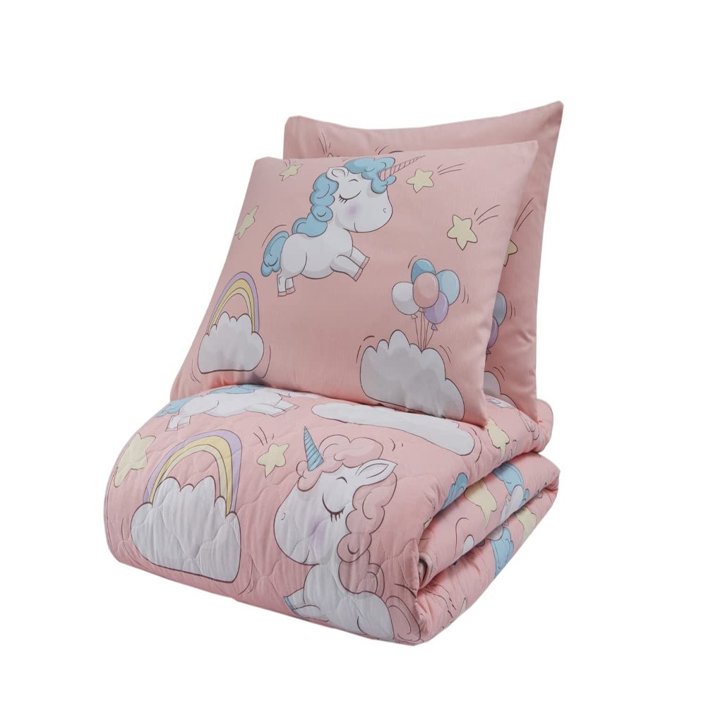 Animals Bedding Set, Full/Queen Size Bedspread Set, Unicorn Themed Coverlet, Kids Boys Girls Bedding, (Full/Queen)