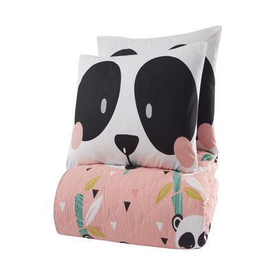 Animals Bedding Set, Full/Queen Size Bedspread Set, Panda Pink Themed Coverlet, Kids Boys Girls Bedding, (Full/Queen)