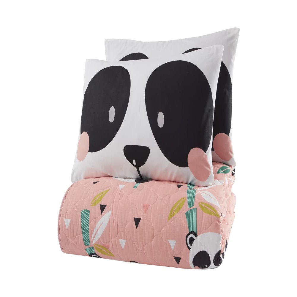 Animals Bedding Set, Full/Queen Size Bedspread Set, Panda Pink Themed Coverlet, Kids Boys Girls Bedding, (Full/Queen)