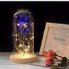 SKUZA Dome Led Light,Hot Roses and Beasts in The Beauty of The Gilded Red Roses, Led Lights in The Glass Dome, Can Be Used for Weddings, Gold Eternal Rose (Bright Color) (Color : Gold) view 2